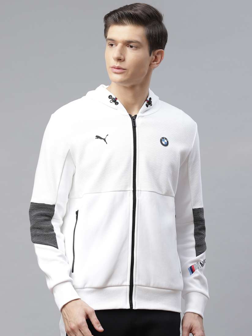 Buy Puma Men White BMW M Motorsport Hooded Solid Sweat Jacket Jackets for Men 12351164 Myntra