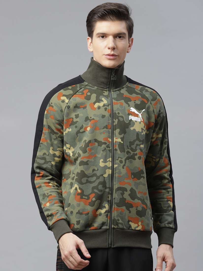 Buy Puma Men Olive Green Rust Orange Classics Graphic Camouflage Printed Sporty Jacket Jackets for Men 12351286 Myntra