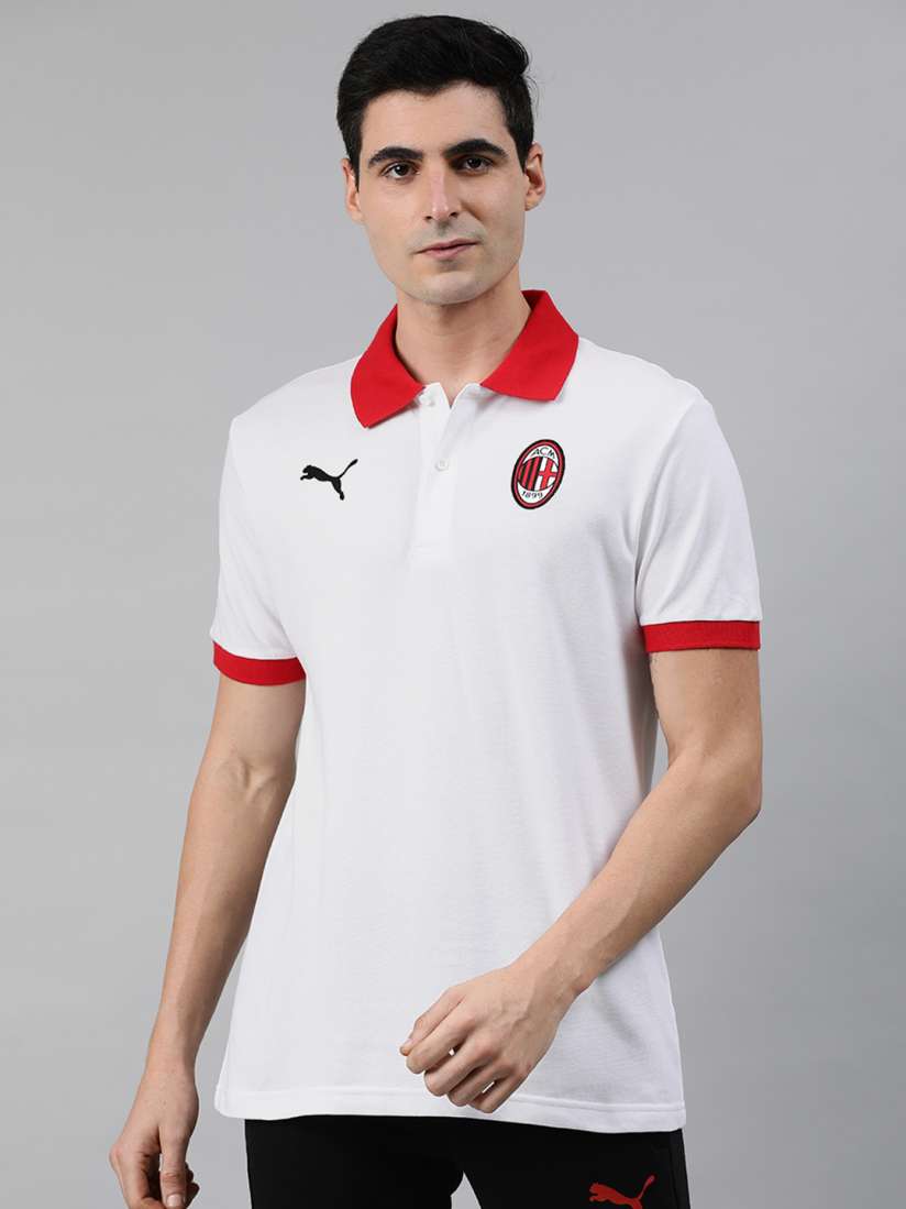 Buy Puma Men White Solid AC Milan Badge Polo Polo Collar T Shirt Tshirts for Men 12352234 Myntra