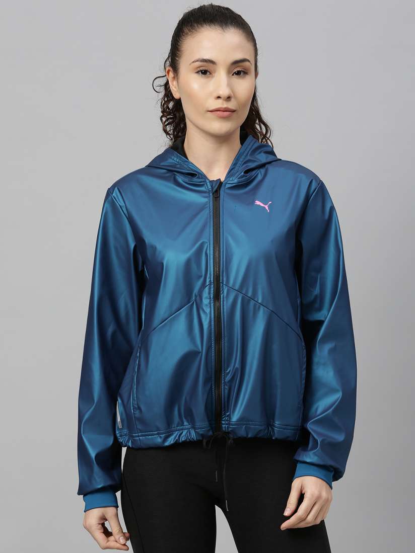 Buy Puma Women Turquoise Blue Warm Up Shimmer Sporty Jacket Jackets for Women 12352908 Myntra