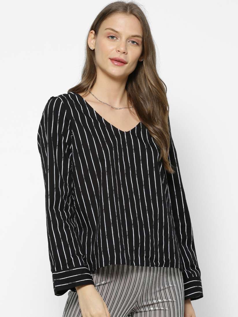 Buy FOREVER 21 Women Black White Striped Top Tops for Women 12363540 Myntra