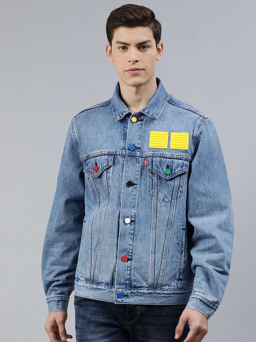 Buy Levis Men Blue Self Design Denim Jacket Jackets for Men 12365446 Myntra