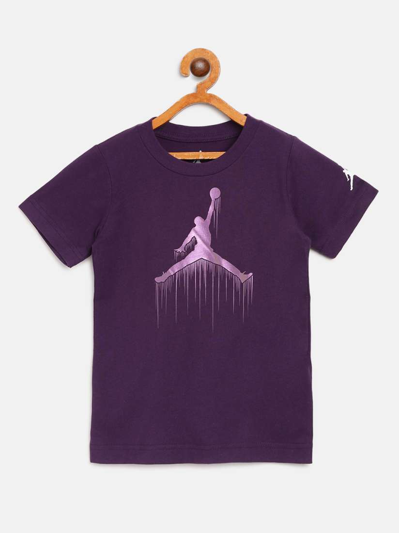 Buy Jordan Boys Purple Grey Printed Brand 4 Basketball Pure Cotton T shirt Tshirts for Boys 12366410 Myntra
