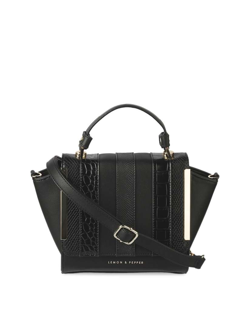 Buy LEMON PEPPER Black Animal Textured Sling Bag Handbags for Women 12369772 Myntra