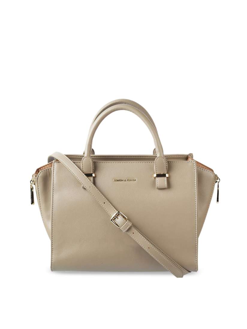 Buy LEMON PEPPER Taupe Solid Handheld Bag Handbags for Women 12369804 Myntra