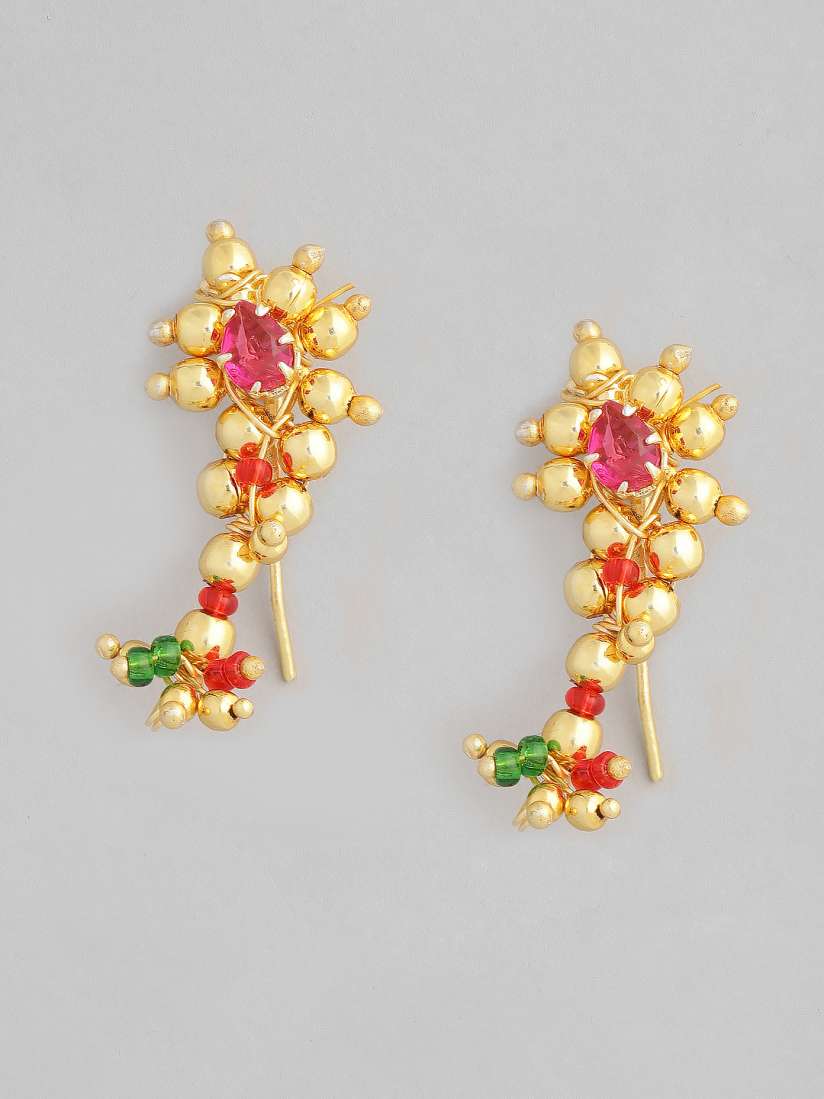 Buy justpeachy Set Of 2 Gold Plated And Red Maharashtrian Nath Nosepins Nosepin for Women 12372542 Myntra