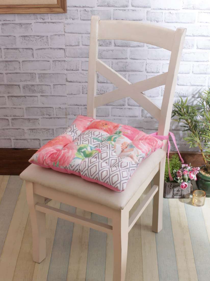 Buy ROMEE Set of 2 Pink White Printed Chair Pads with Loops Chair Pads for Unisex 12372684 Myntra