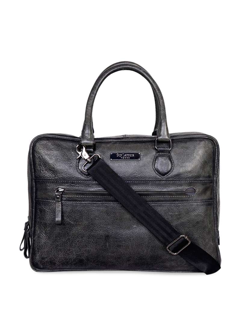 Buy Justanned Men Grey Solid Leather Laptop Bag Laptop Bag for Men 12376714 Myntra
