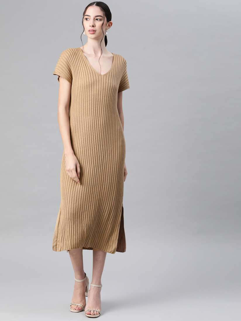 Buy Marks Spencer Brown Striped CameL Bodycon Dress Dresses for Women 12380166 Myntra