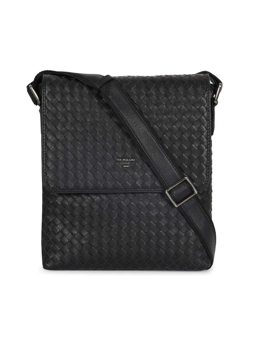 Buy Da Milano Men Black Textured Leather Messenger Bag Messenger Bag for Men 12381046 Myntra