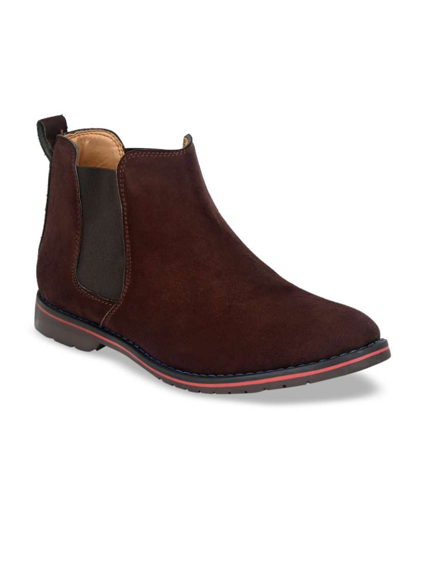 Buy Mactree Men Brown Solid Nubuck Mid Top Flat Boots Casual Shoes for Men 12384058 Myntra