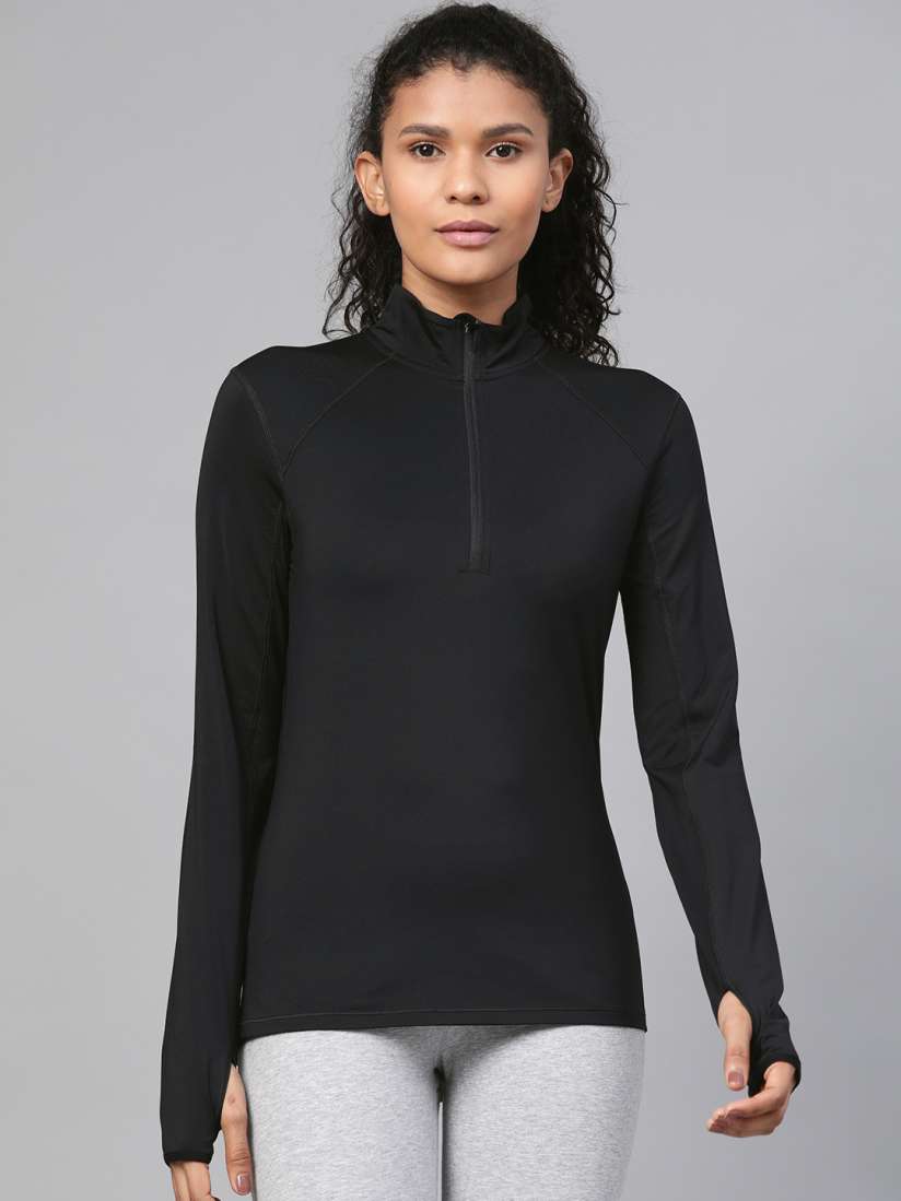 Buy Marks Spencer Women Black Solid Mock Neck Sports T shirt Tshirts for Women 12387292 Myntra