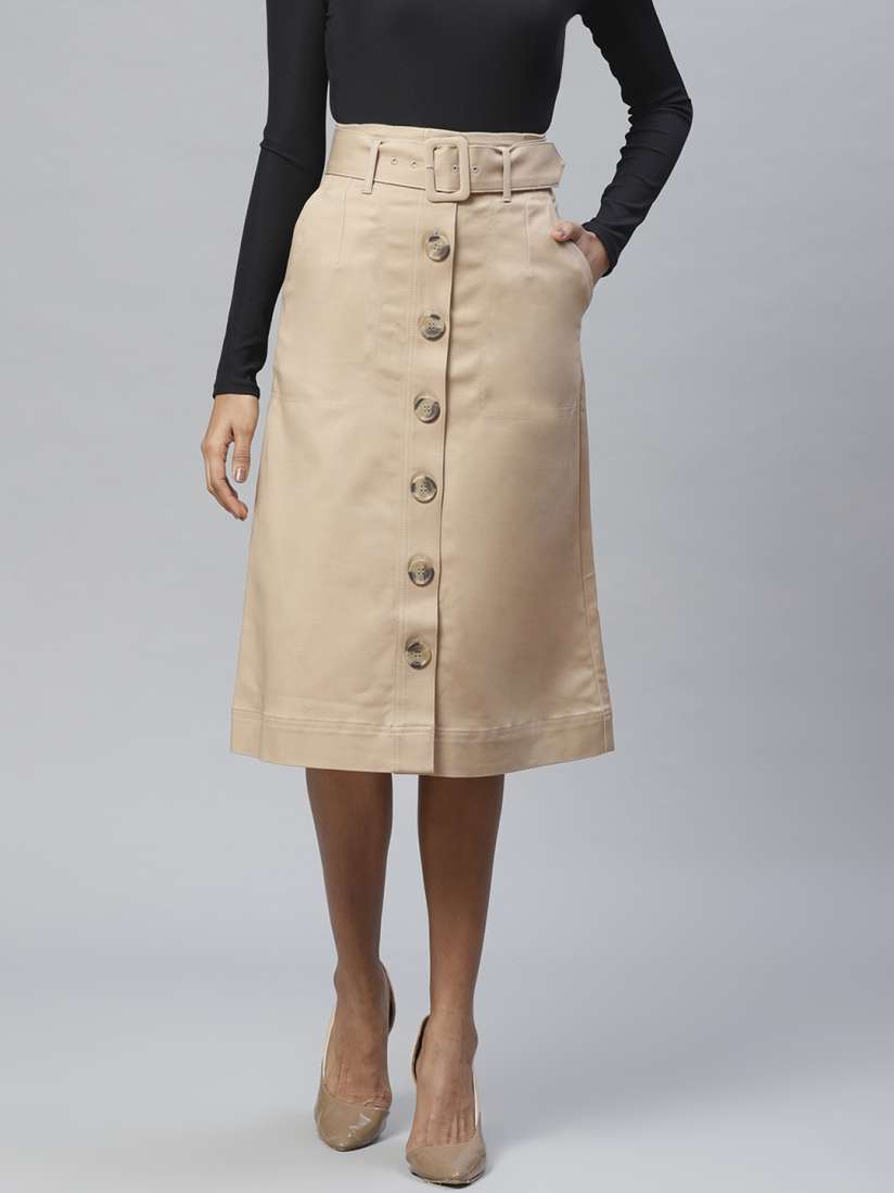Buy Marks Spencer Women Khaki Solid A Line Skirt Skirts for Women 12387344 Myntra