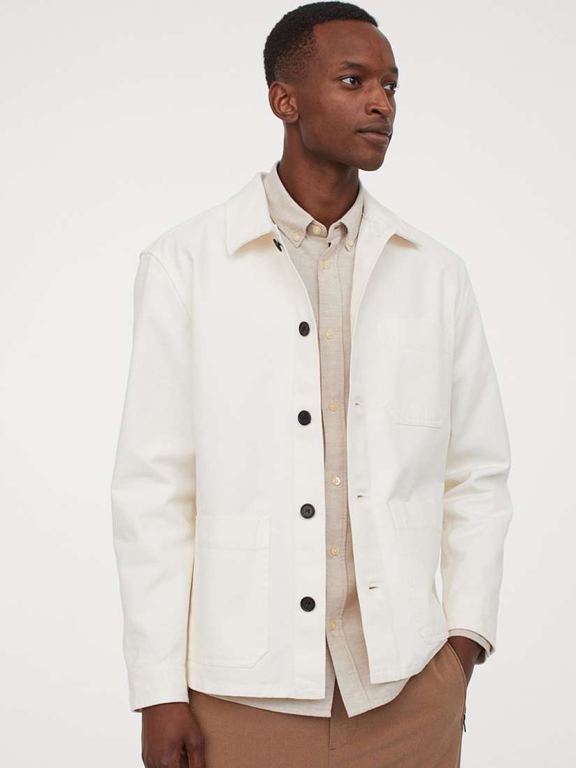 Buy H M Men White Cotton Twill Shacket Jackets for Men 12388144 Myntra