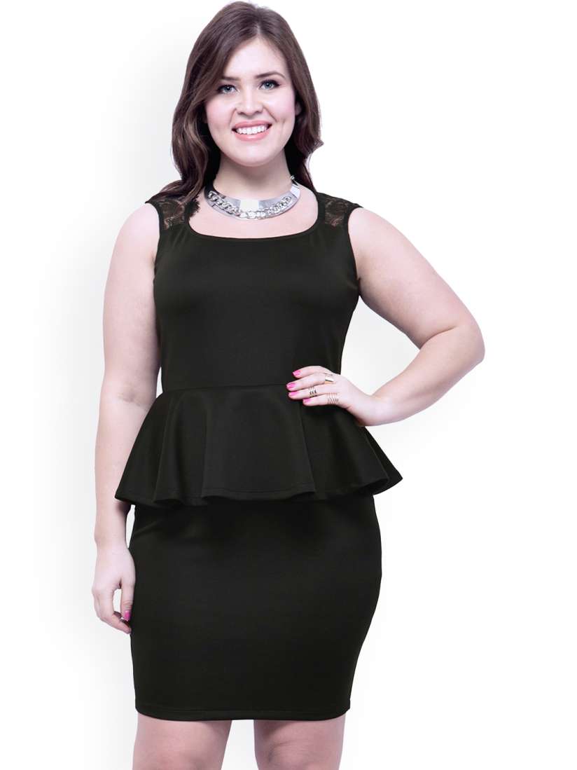 Buy FabAlley Curve Plus Size Black Peplum Dress Dresses for Women 1238840 Myntra