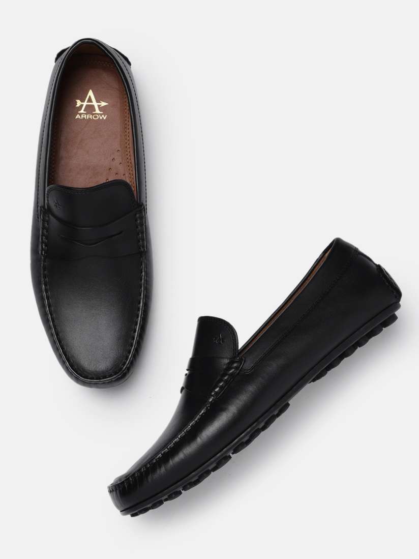 Buy Arrow Men Black Solid Leather Loafers Casual Shoes for Men 12397922 Myntra