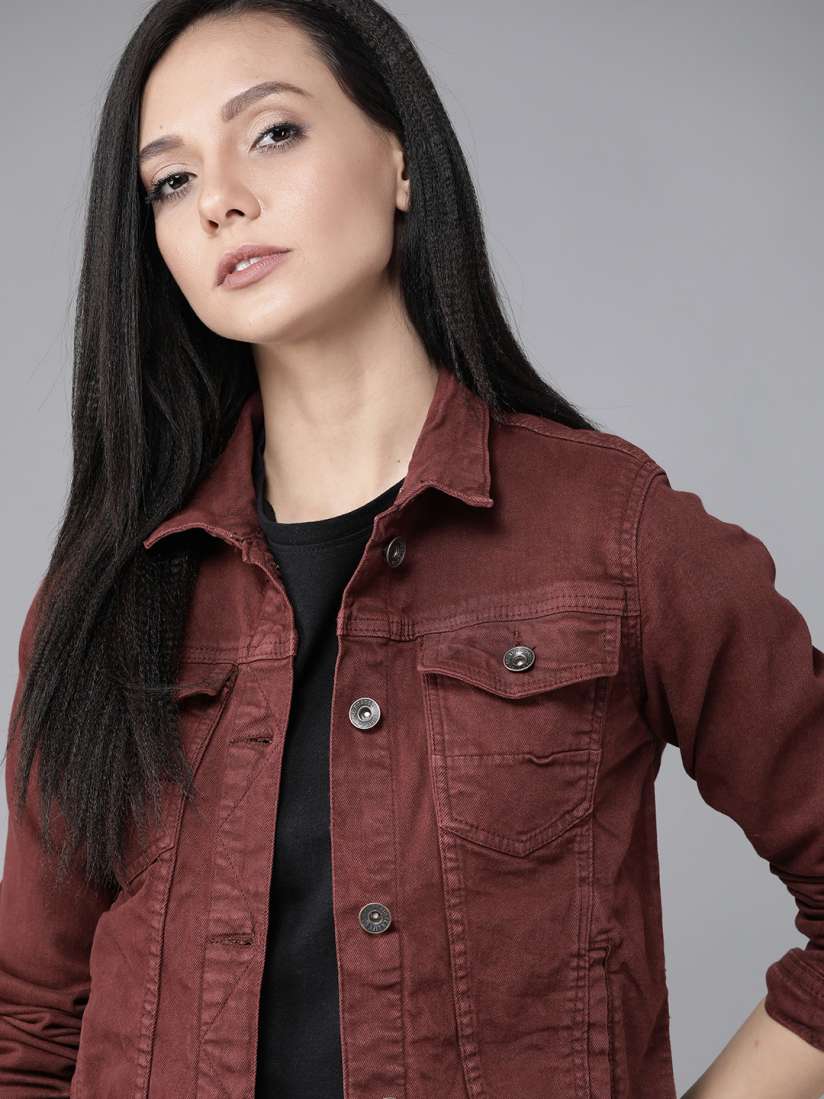 Maroon trucker jacket shop