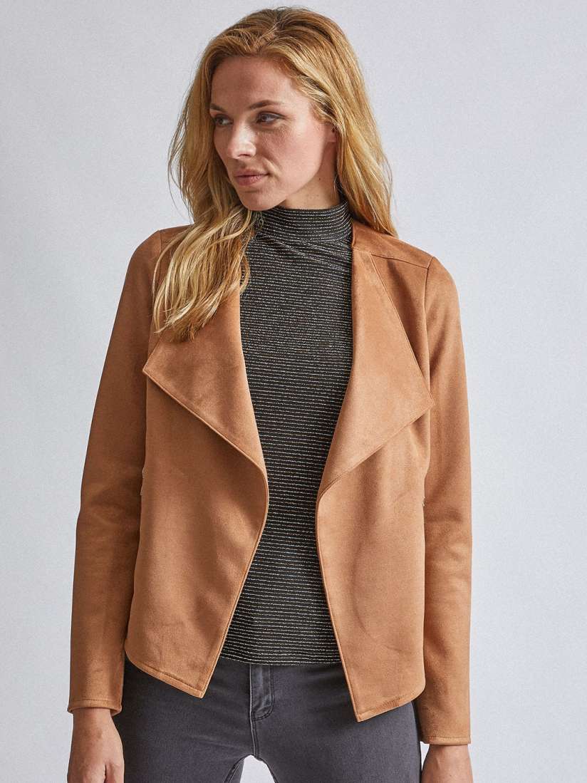 Buy DOROTHY PERKINS Women Brown Suede Finish Solid Open Front Waterfall Jacket Jackets for Women 12409550 Myntra