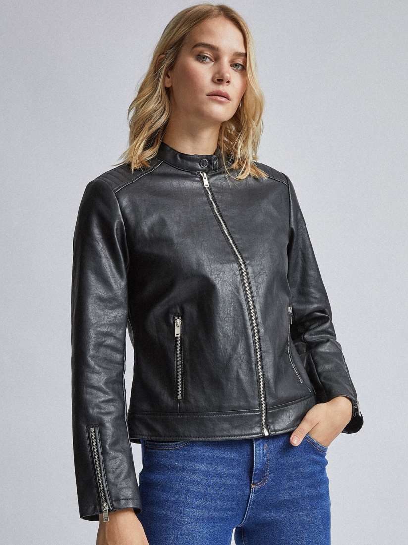 Buy DOROTHY PERKINS Women Black Solid Biker Jacket Jackets for Women 12409576 Myntra