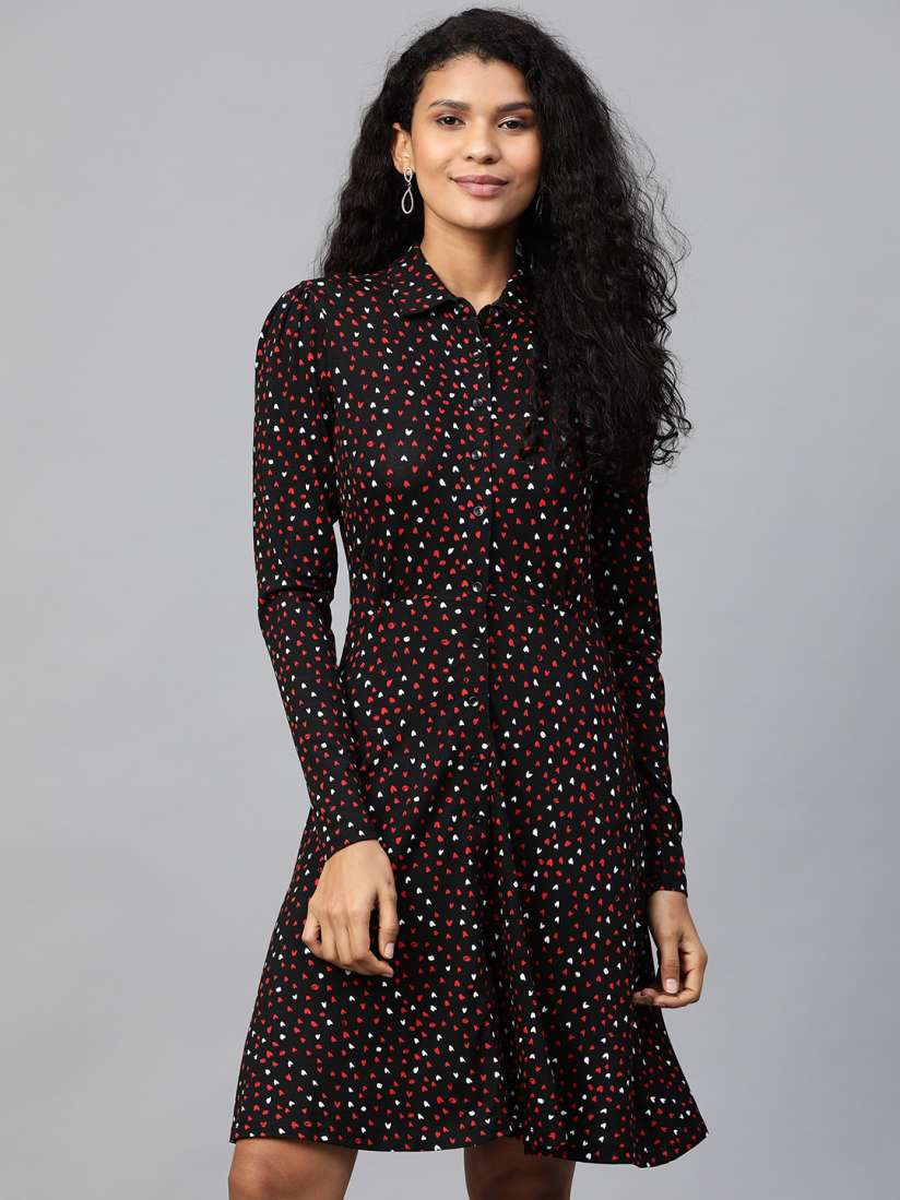 Buy DOROTHY PERKINS Women Black Red Heart Print Shirt Dress Dresses for Women 12410252 Myntra