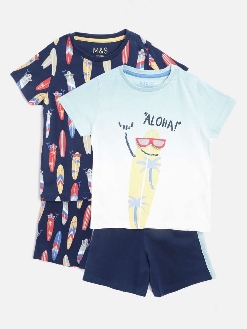 Buy Marks Spencer Kids Pack of 2 Printed Night Suits Night suits for Unisex Kids 12421664 Myntra