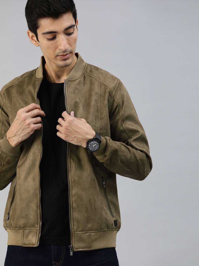 Buy WROGN Men Olive Green Slim Fit Solid Bomber Jacket Jackets for Men 12422040 Myntra