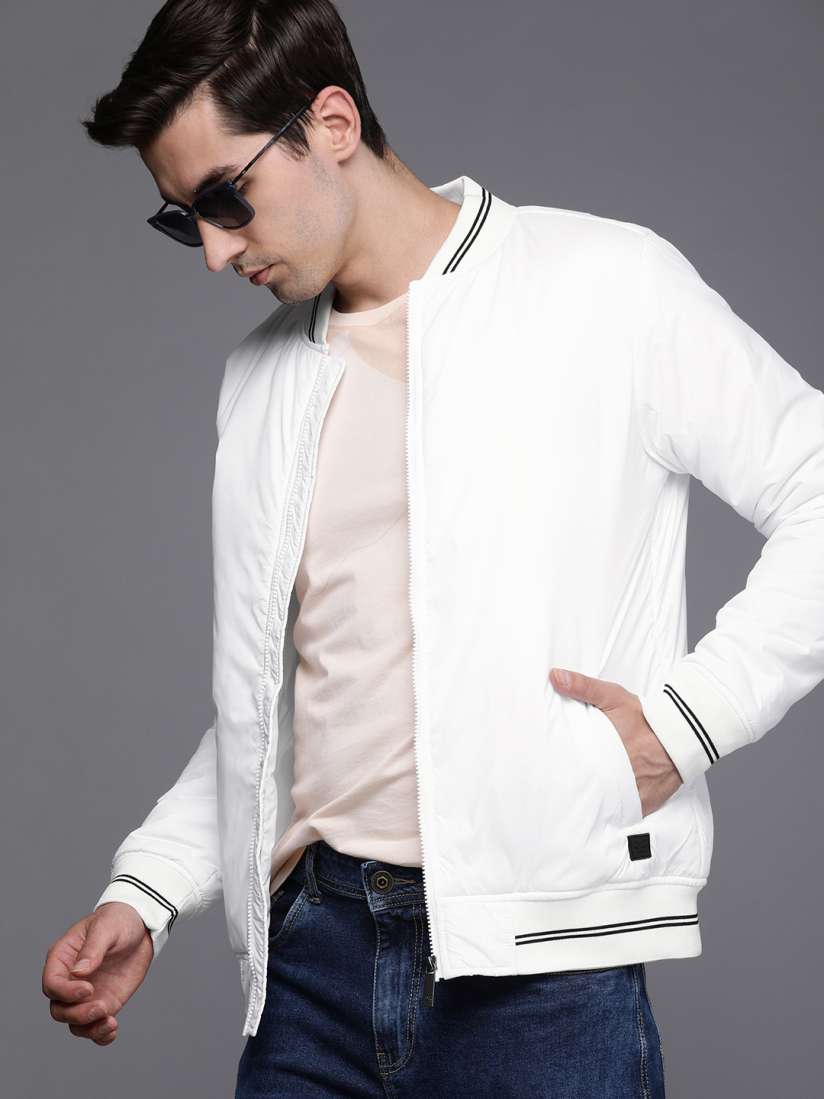 Buy WROGN Men White Slim Fit Solid Varsity Jacket Jackets for Men 12422064 Myntra