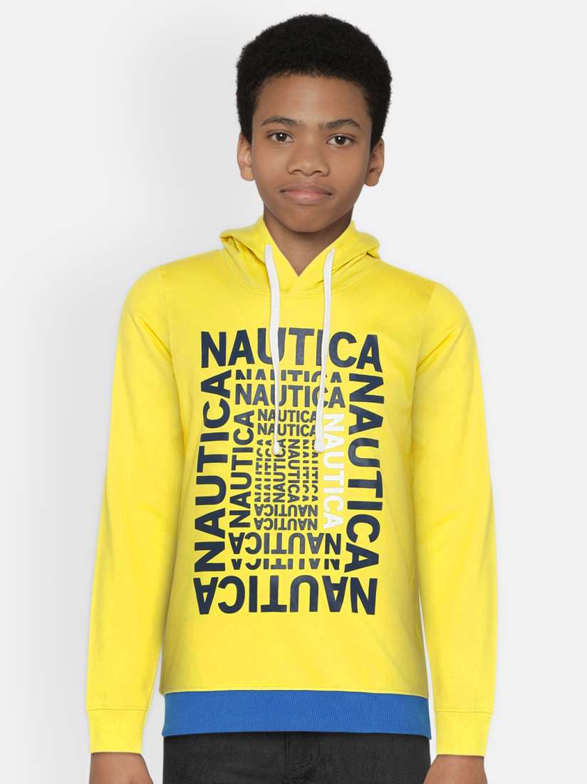 Buy Nautica Boys Yellow Printed Hooded Sweatshirt Sweatshirts for Boys 12426178 Myntra