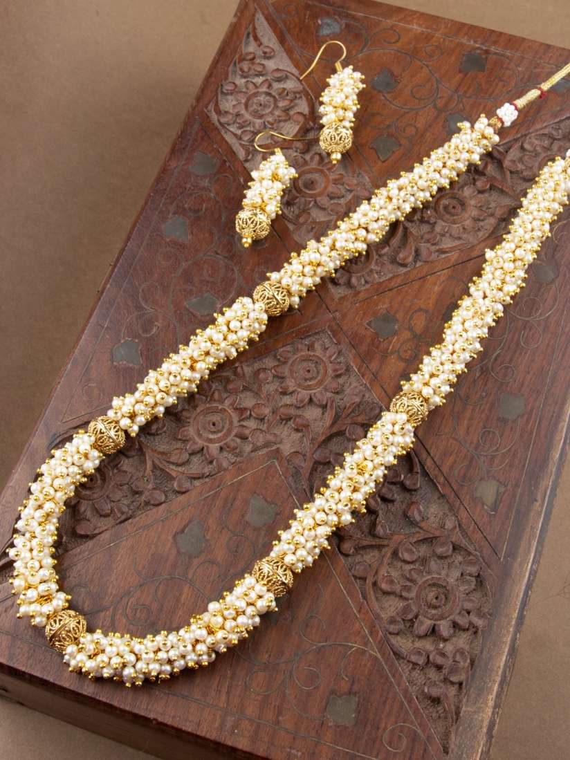 Buy AccessHer Women Gold Plated Handcrafted Pearl Jewellery Set Jewellery Set for Women 12427980 Myntra