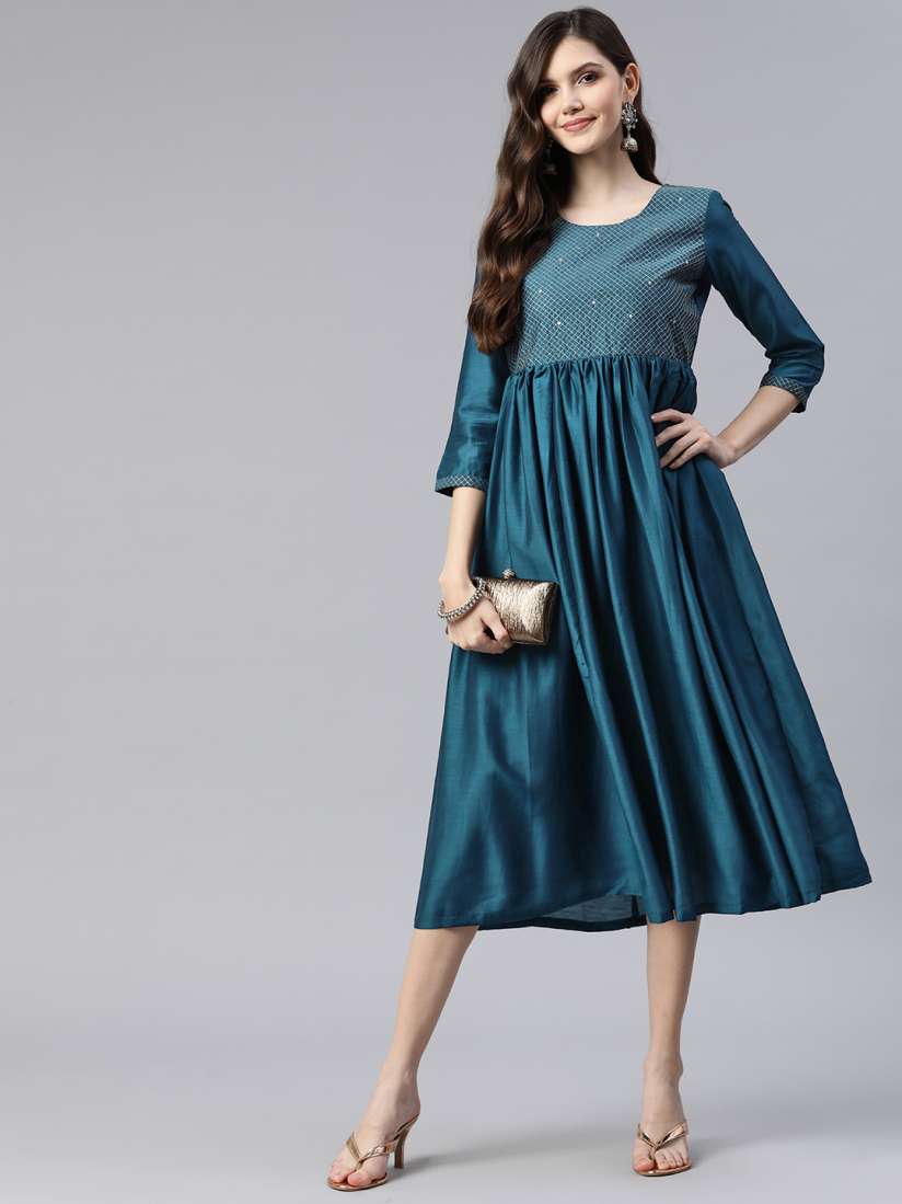 Buy Rangriti Women Yoke Design Ethnic Midi Dress Ethnic Dresses for Women 12456892 Myntra