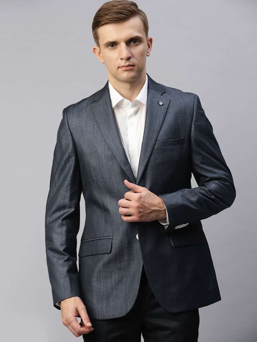 Buy Raymond Men Blue Regular Fit Solid Single Breasted Formal Blazer Blazers for Men 12461398 Myntra