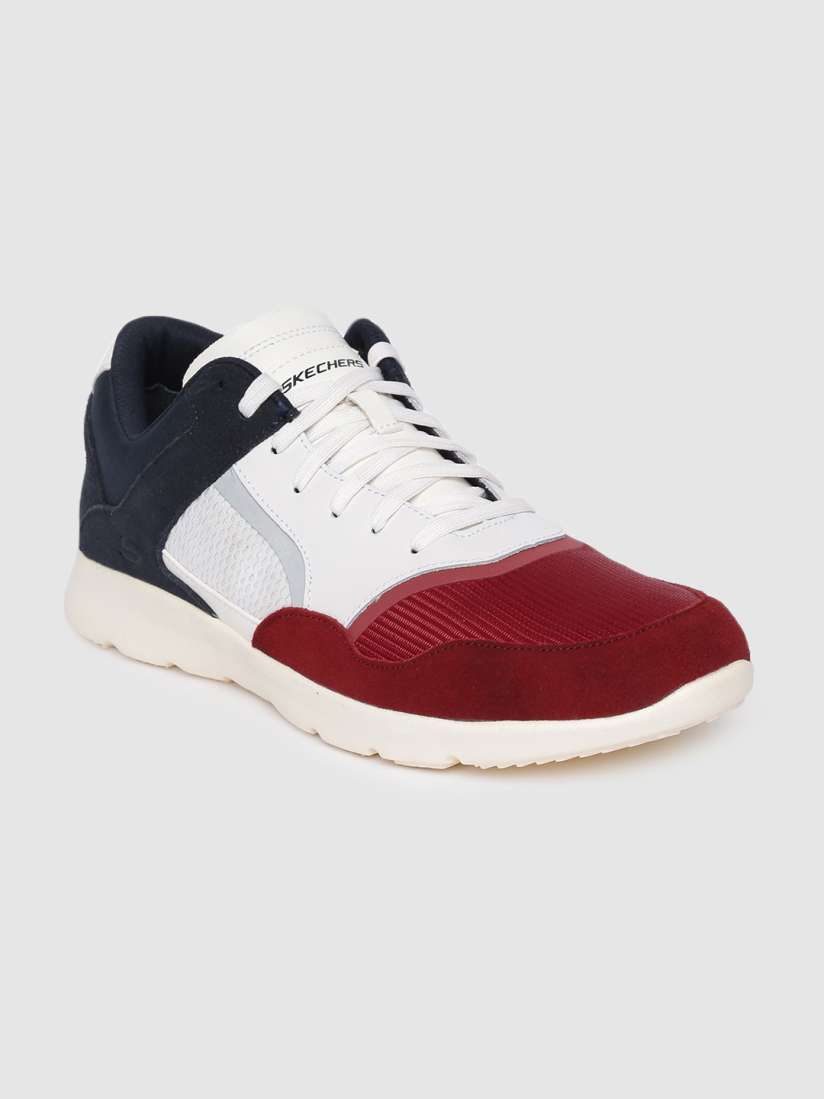 Buy Skechers Men Red White Colourblocked BRENDON SELDOR Suede Sneakers Casual Shoes for Men 12470458 Myntra