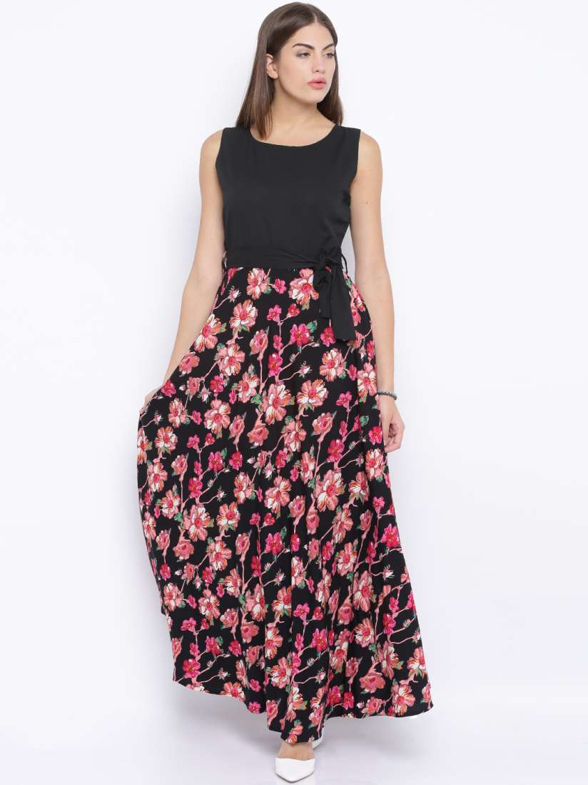 Buy Tokyo Talkies Black Floral Print Maxi Dress Dresses for Women 1247230 Myntra
