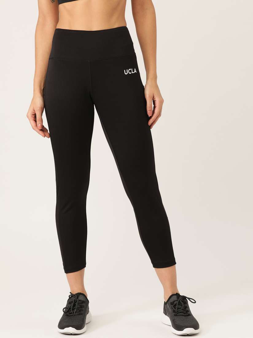 Buy UCLA Women Black Solid Crop Tights Tights for Women 12478996 Myntra
