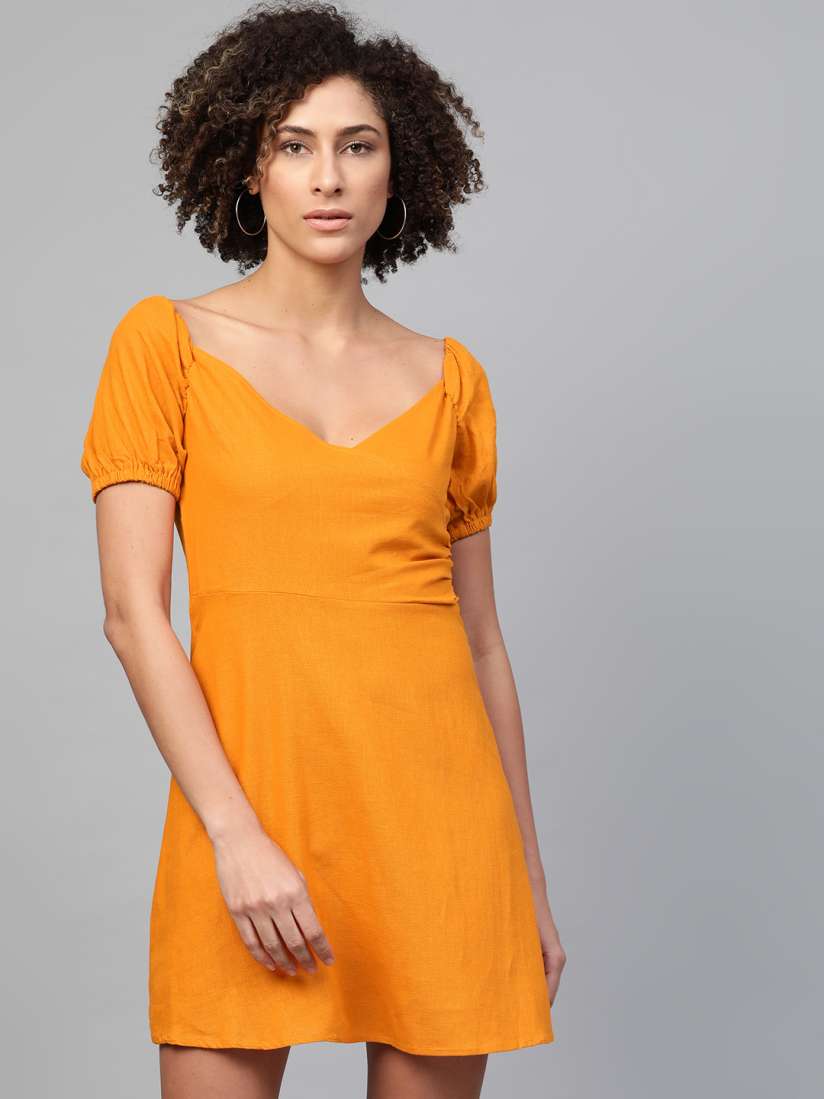 Buy DOROTHY PERKINS Women Mustard Yellow Solid Mini Wrap Dress Dresses for Women 12494668 Myntra