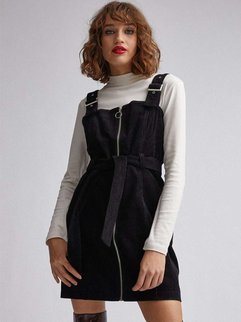 Buy DOROTHY PERKINS Women Black Solid Corduroy Pinafore Dress Dresses for Women 12494692 Myntra
