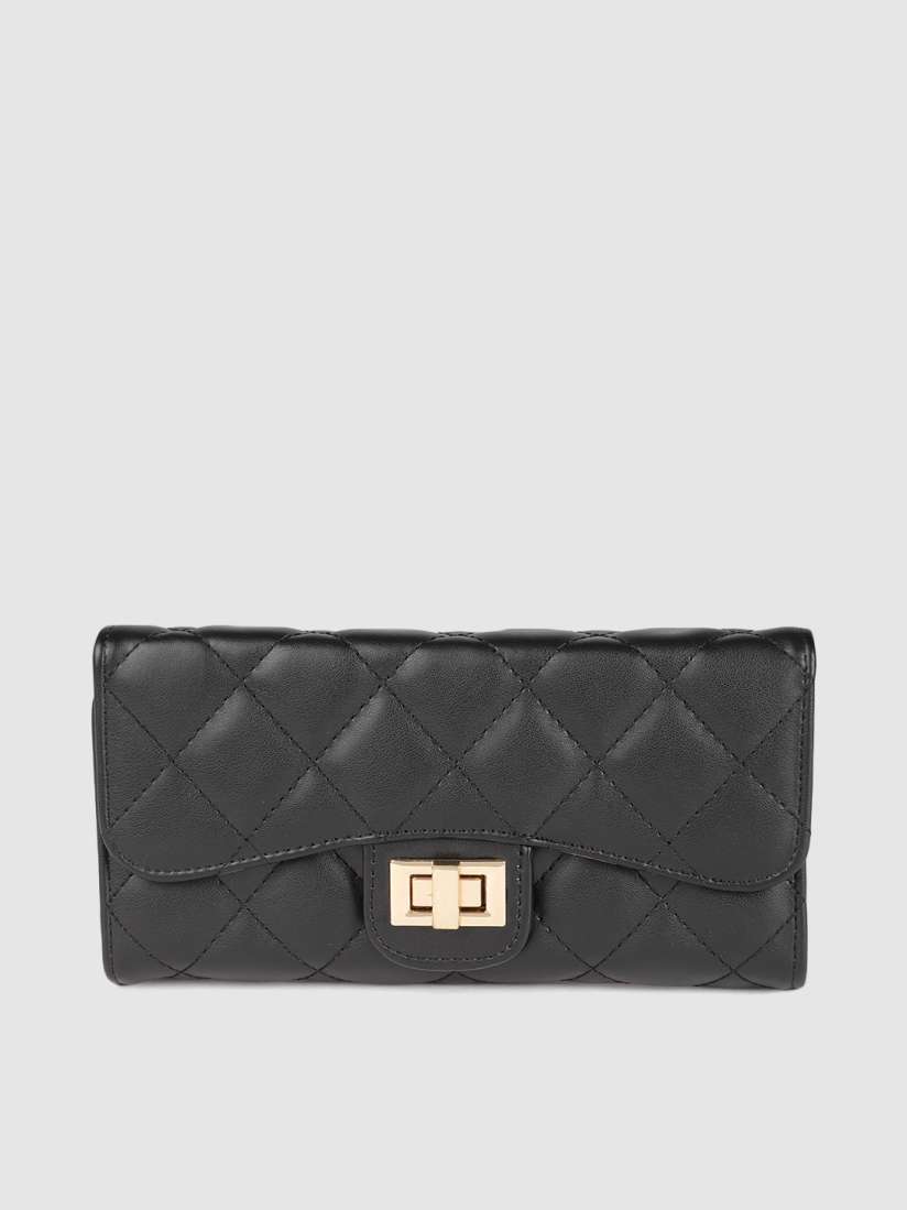 Buy DressBerry Women Black Solid Quilted Two Fold Wallet Wallets for Women 12495192 Myntra
