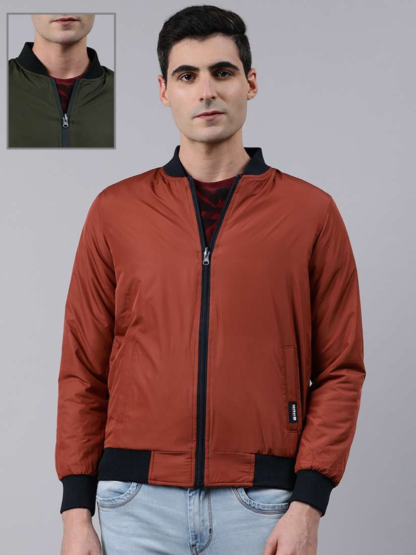 Buy SPYKAR Men Rust Red Green Reversible Bomber Jacket Jackets for Men 12506762 Myntra