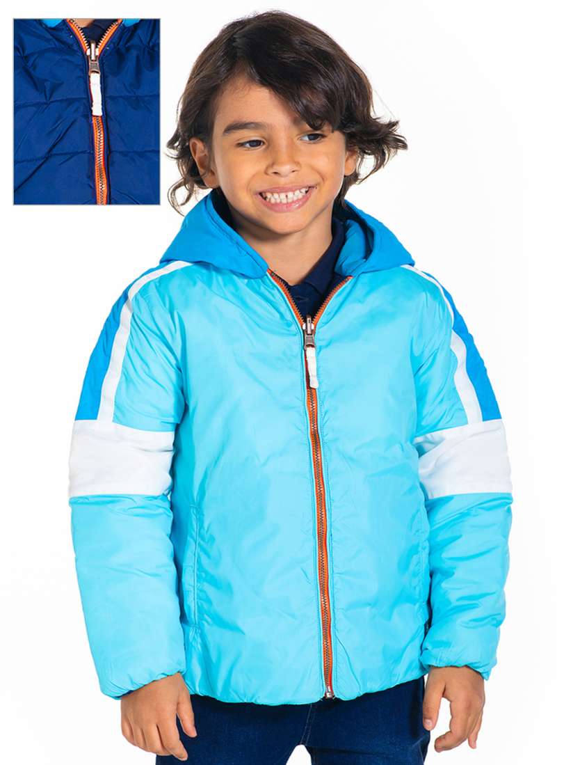 Buy Cherry Crumble Boys Blue Solid Reversible Hooded Padded Jacket Jackets for Boys 12508796 Myntra