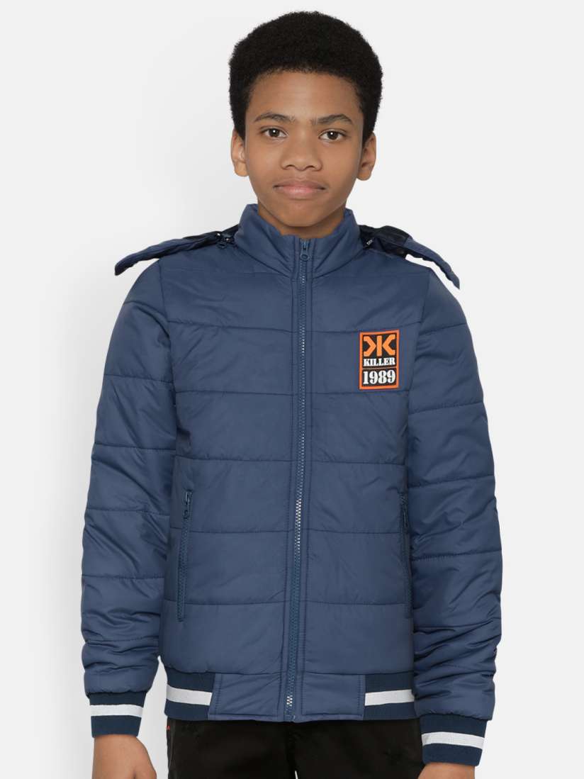Buy Killer Boys Navy Blue Brand Logo Print Bomber Jacket with Detachable Hood Jackets for Boys 12526102 Myntra