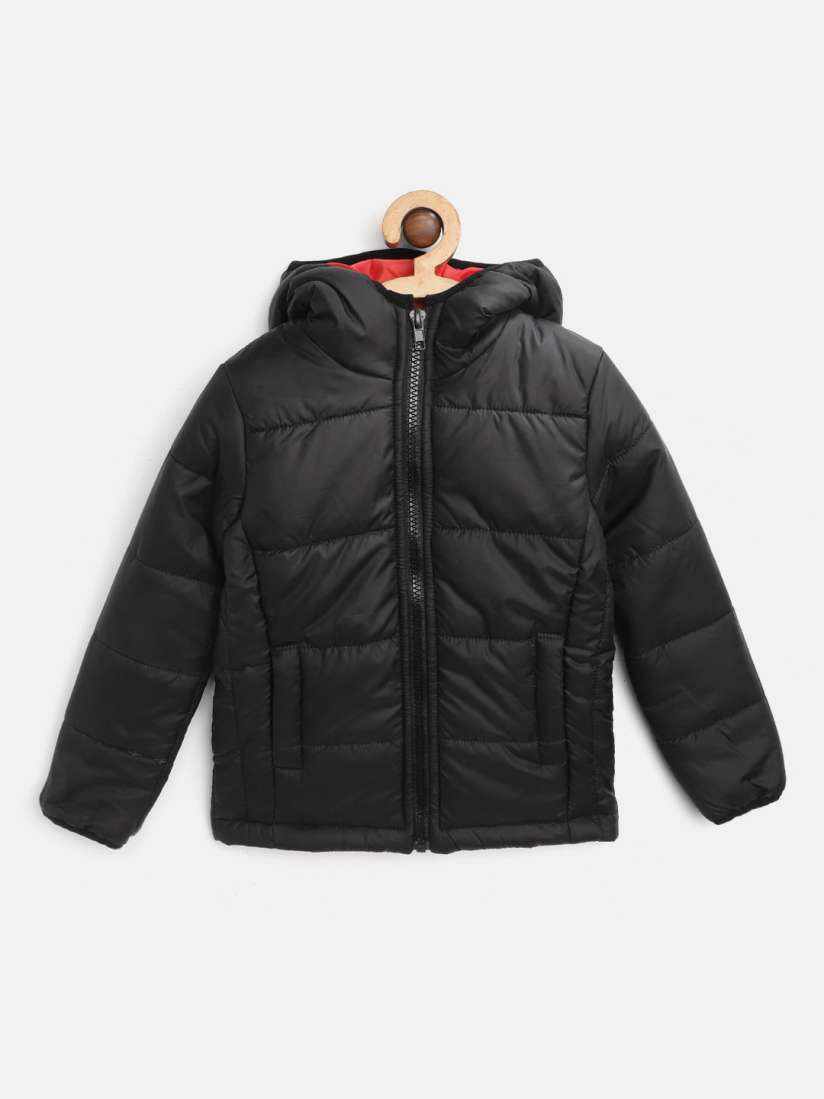 Buy Miss Chief Boys Black Solid Hooded Padded Jacket Jackets for Boys 12526166 Myntra