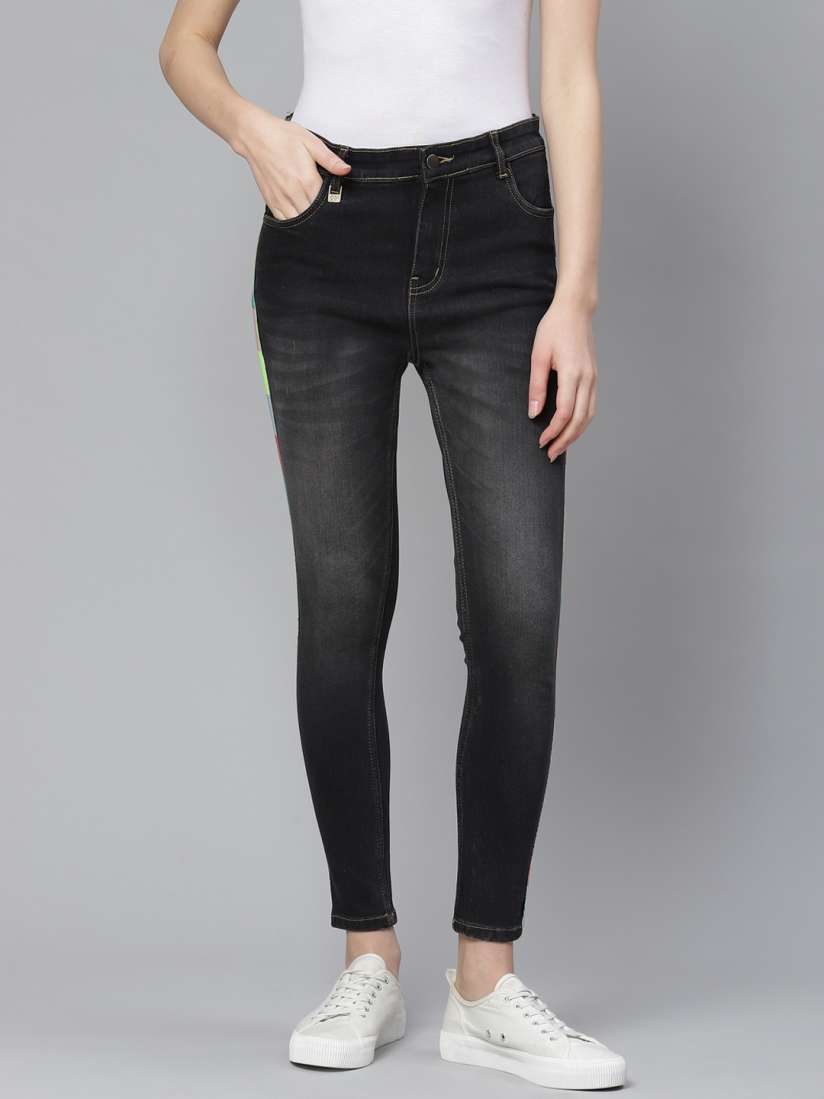 Myntra black jeans for ladies sales