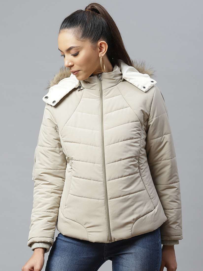 Beige Lady Parka Coats Beige Womens Parka Jacket Foreign Culture