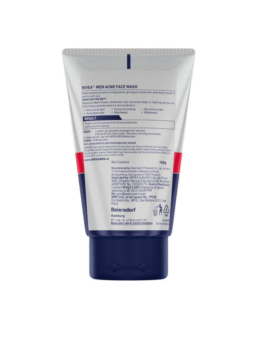 Buy Nivea Men Acne Magnolia Bark Power Face Wash 100 g Face Wash and Cleanser for Men 12531298 Myntra