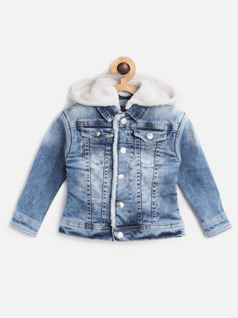 Buy Gini and Jony Girls Blue Washed Hooded Denim Jacket Jackets for Girls 12532162 Myntra