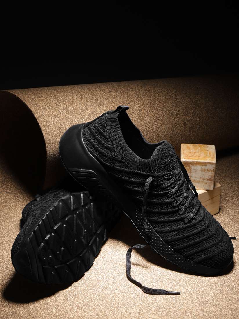 Buy Roadster Men Black Self Striped Sneakers Casual Shoes for Men 12543802 Myntra