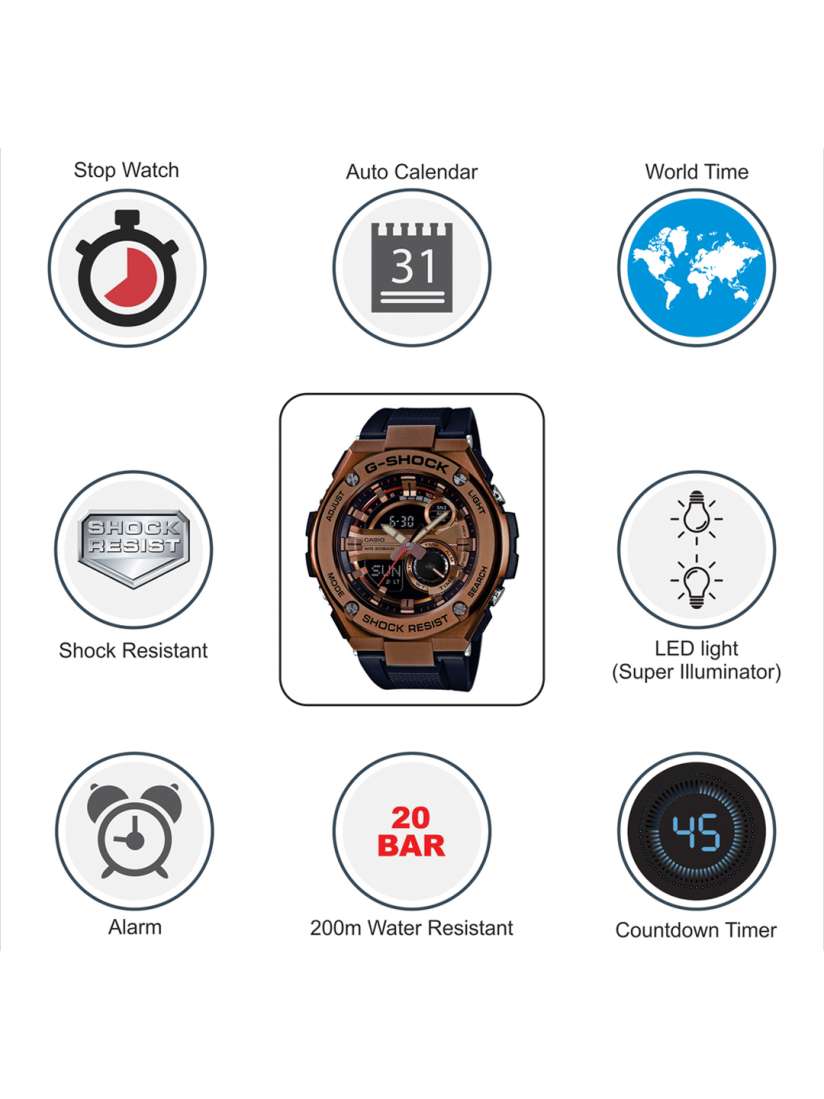 Buy CASIO G Shock Men Black Dial G Steel Watch GST 210B 4ADR G644 Watches for Men 1254882 Myntra