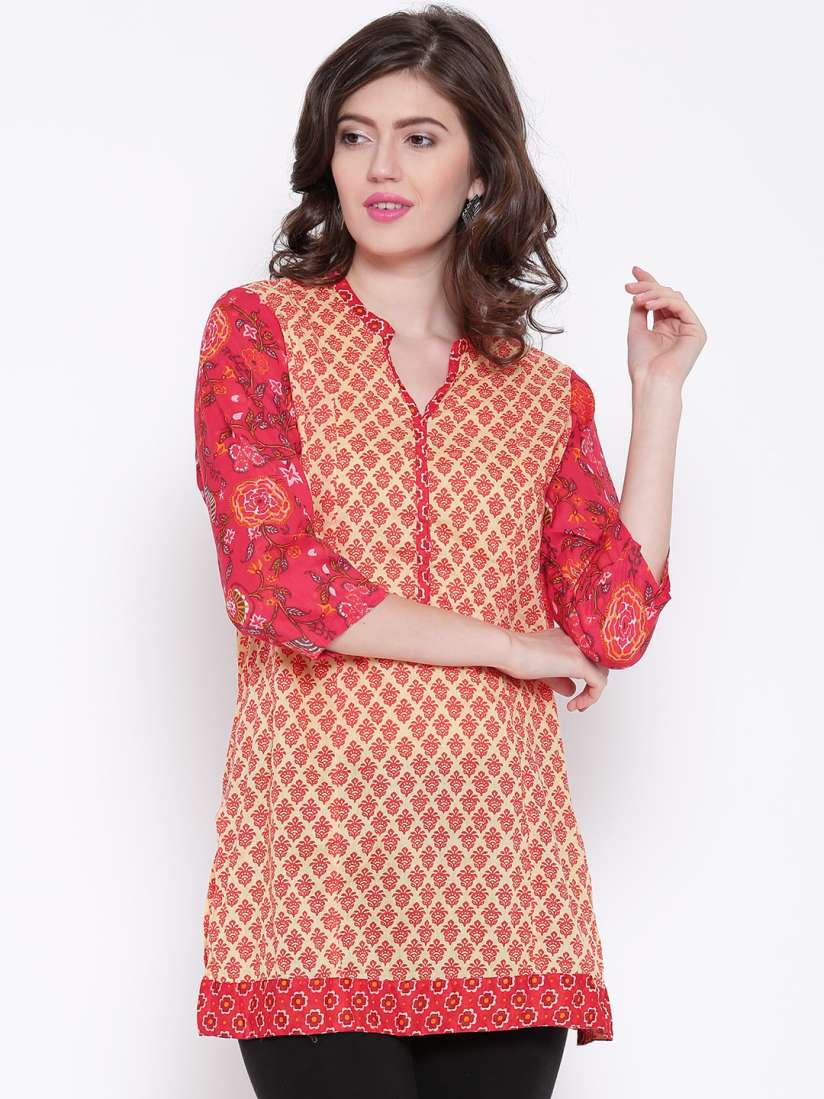 Buy BIBA Yellow Red Printed Pure Cotton Kurti Kurtis for Women 1255204 Myntra