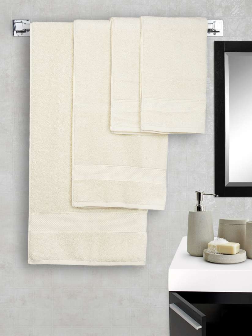 Buy Portico New York Off White 100 Cotton Set of 4 Towels Towel Set for Unisex 1255792 Myntra
