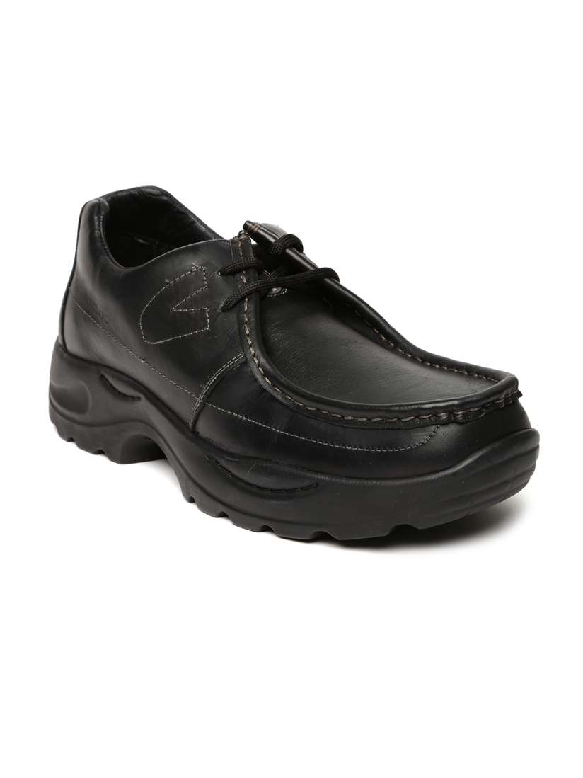 Woodland shoes leather black on sale